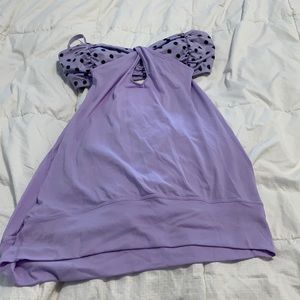 Lilac lululemon tank with polka dot bra.